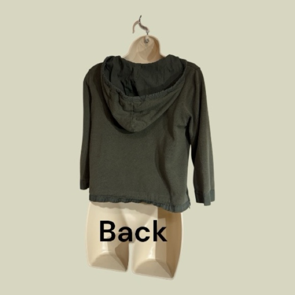 Banana Republic Cropped Hoodie Jacket Olive Green 3/4 Sleeve Size Small - Picture 3 of 9
